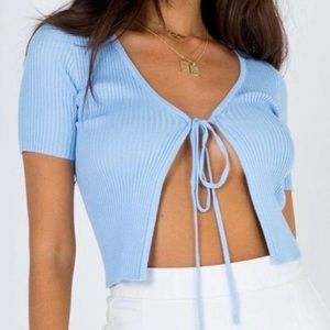 Princess Polly Blue tie front top